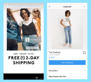 an example of the shoppable feature of Instagram to show how to engage with followers