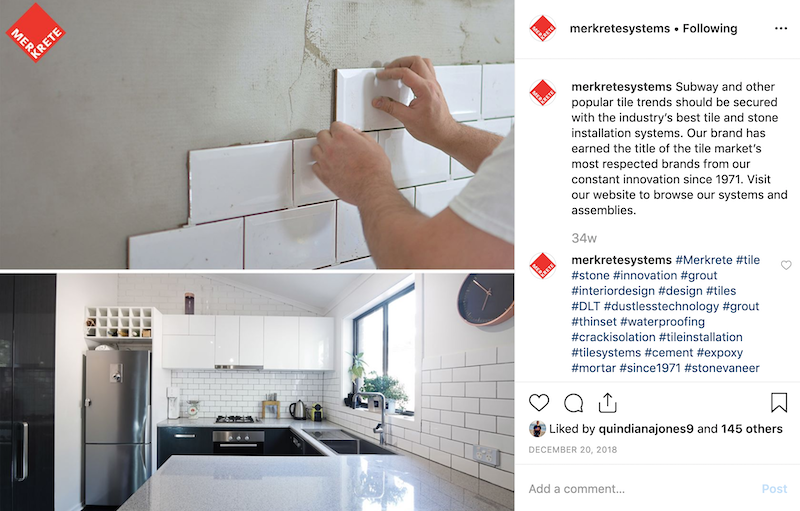 Social media agency screenshot of Merkrete instagram post content creation