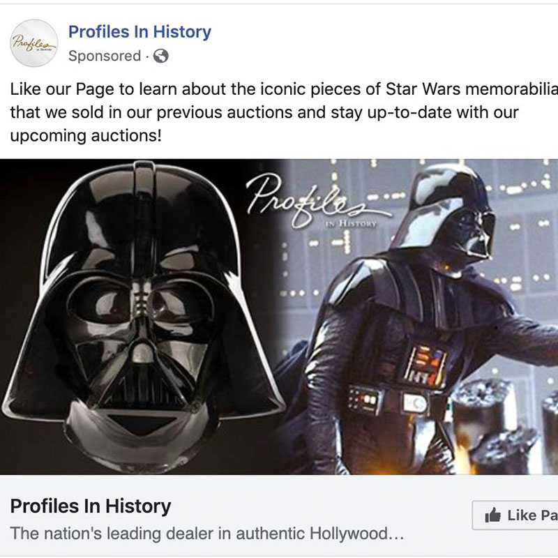 Profiles In History Facebook page like with Star Wars