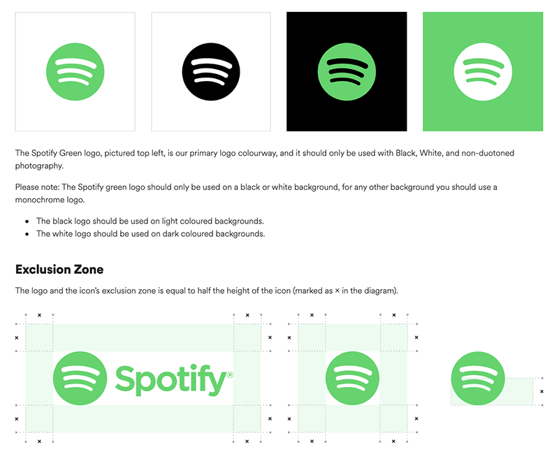 Content creation company screenshot of Spotify Style Guidelines to show example of style guides