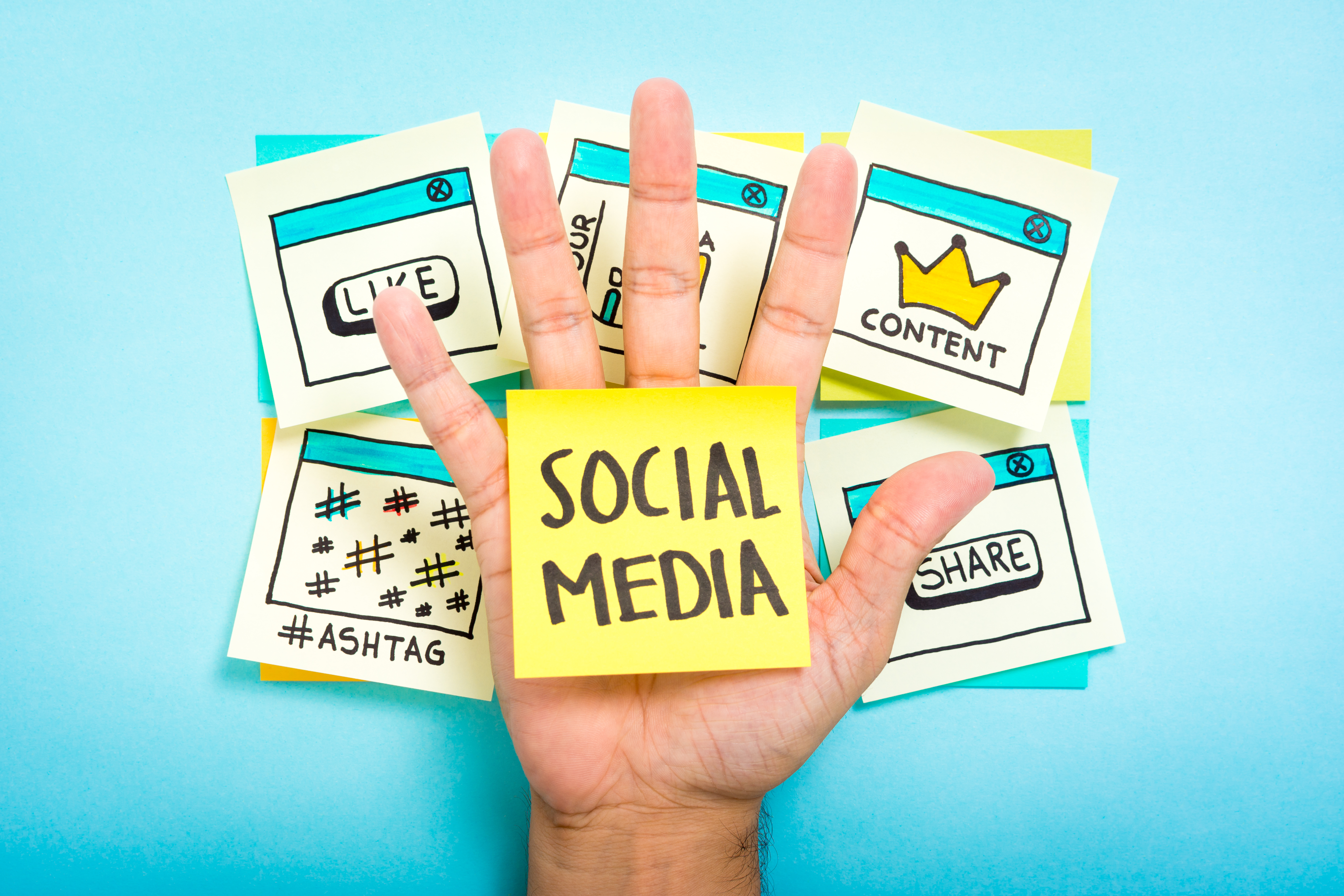hand stickies regarding social media