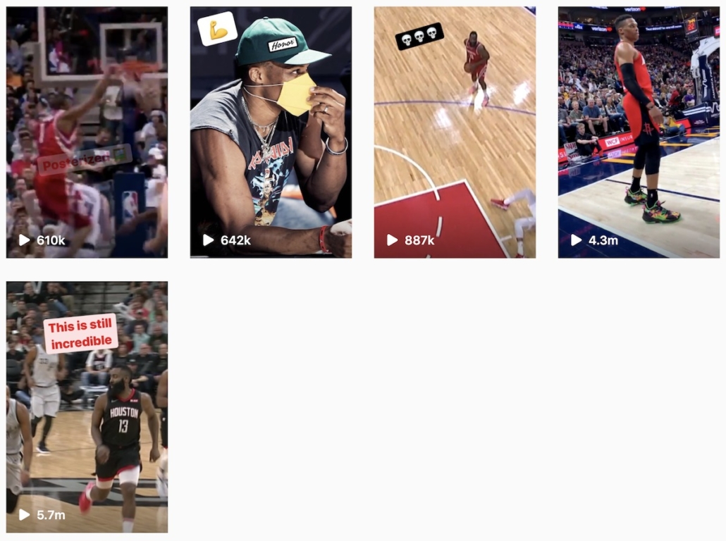 Houston Rockets reels to show how a social media content creation agency increases engagement 