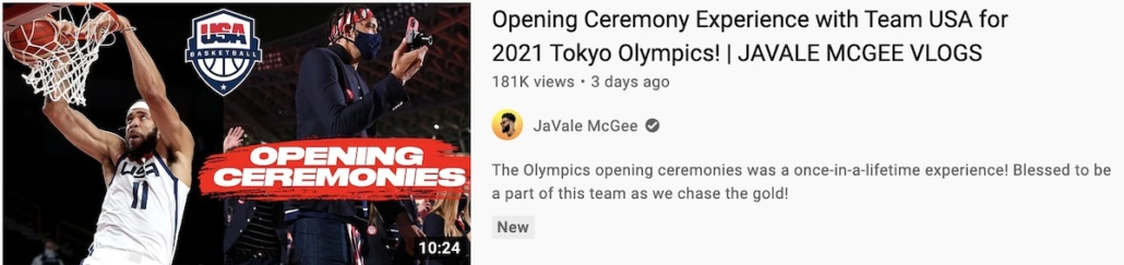 JaVale McGee Youtube Channel Screenshot to show strategies of social media marketing agency